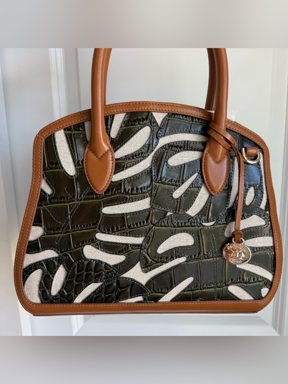 Brahmin Rosetta Satchel Cacti Green Abrigado Leather $445